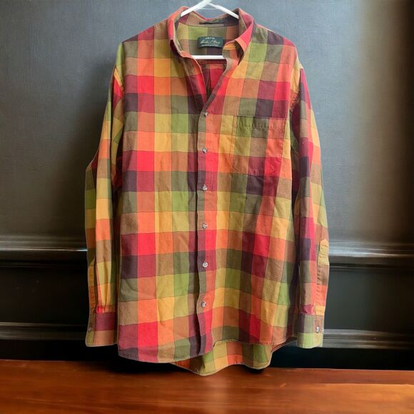 Orvis Signature Collection L Wool Blend Fall Check Plaid Long Sleeve Shirt Flaw - Picture 1 of 6